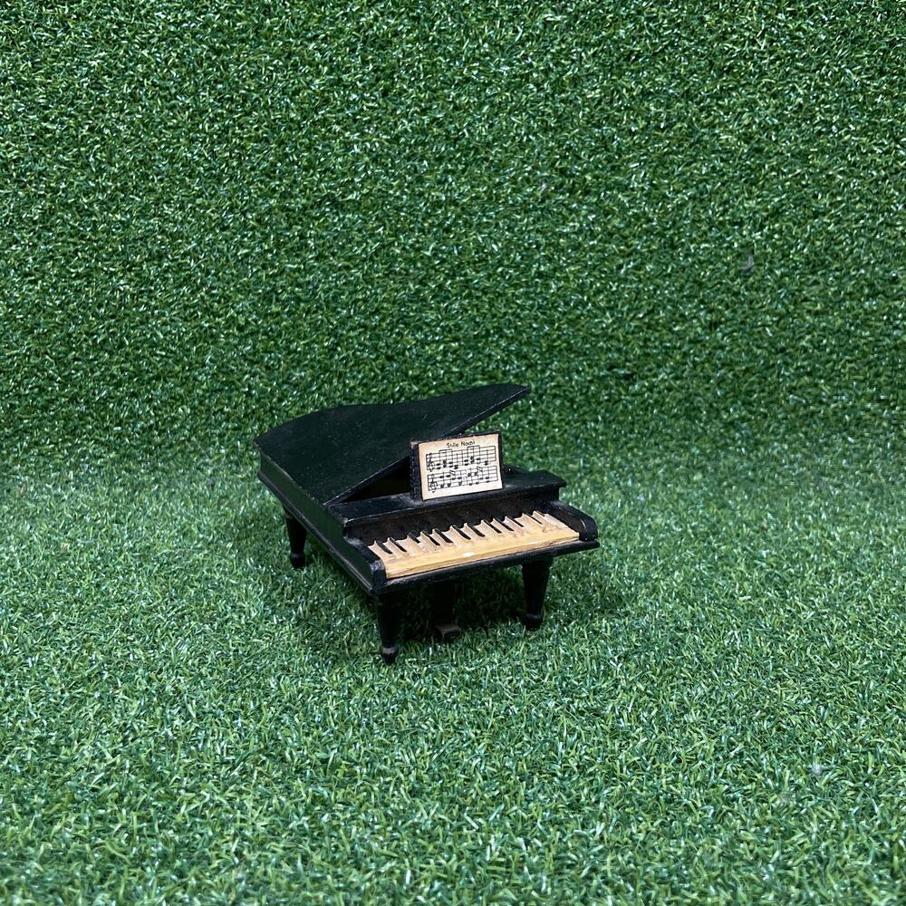 Vintage 1:12 Scale Black Wooden Grand Piano Dollhouse Miniature